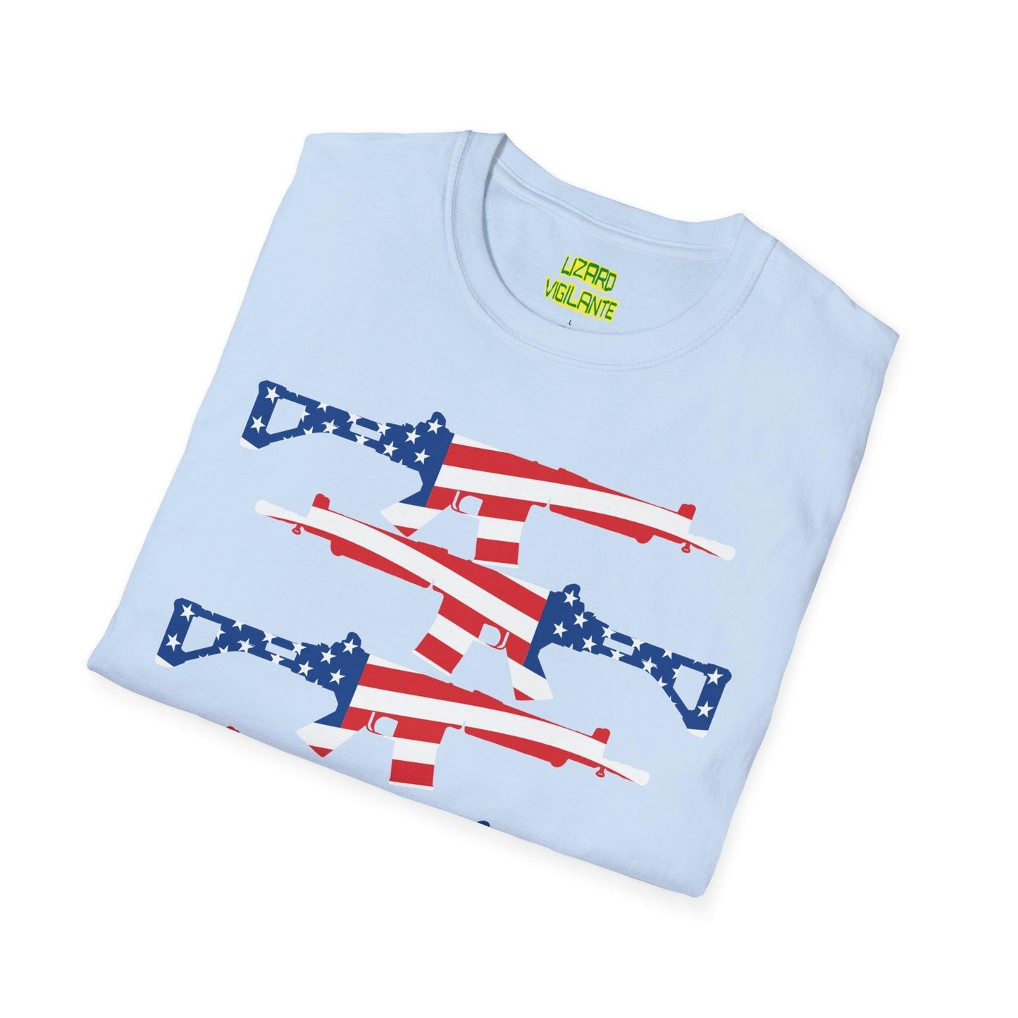 American Flag Guns Unisex Softstyle T-Shirt - Lizard Vigilante