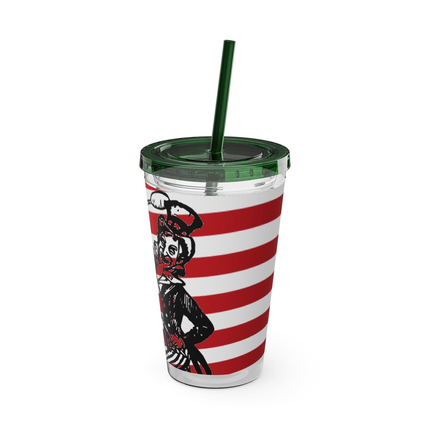 Uncle Sam Drums Before an American Flag Sunsplash Tumbler with Straw, 16oz - Lizard Vigilante