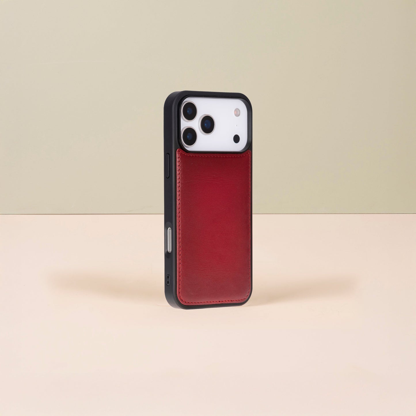 Leather iPhone 17 Pro Max Wallet Case – Red - Austin