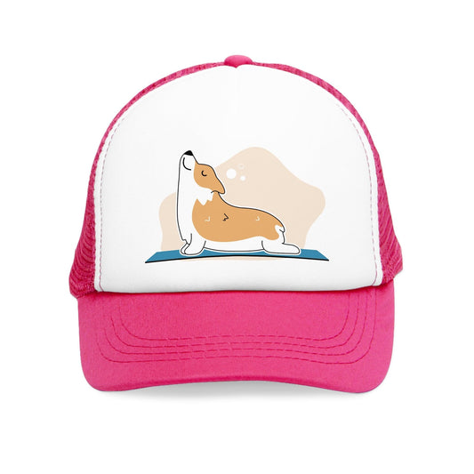 Downward Dog Cartoon Graphic Mesh Cap - Lizard Vigilante