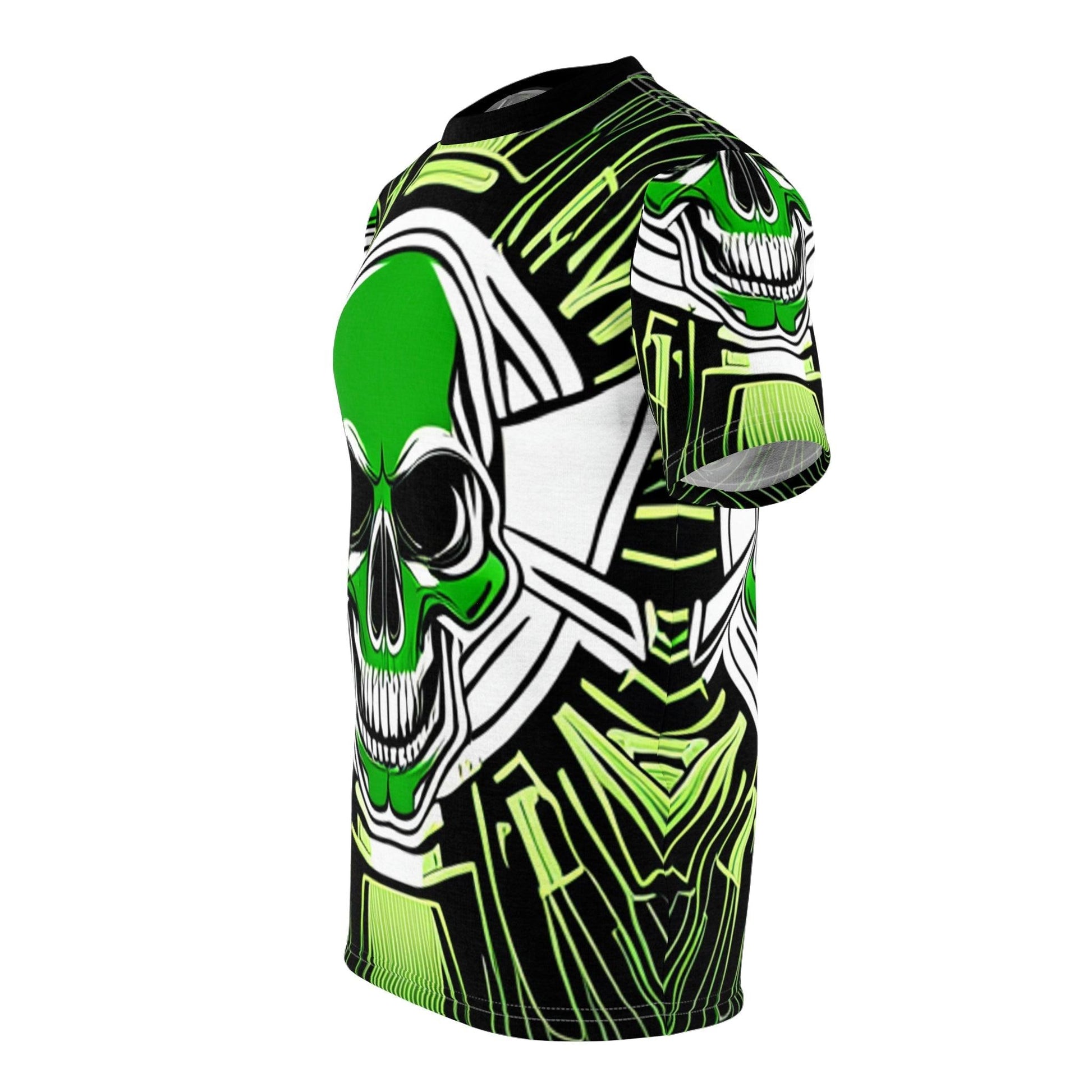 Greeny Skull Unisex Cut & Sew Tee (AOP) - Lizard Vigilante