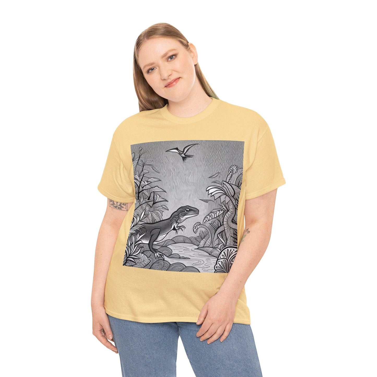 Prehistory Scene Unisex Heavy Cotton Tee - Lizard Vigilante