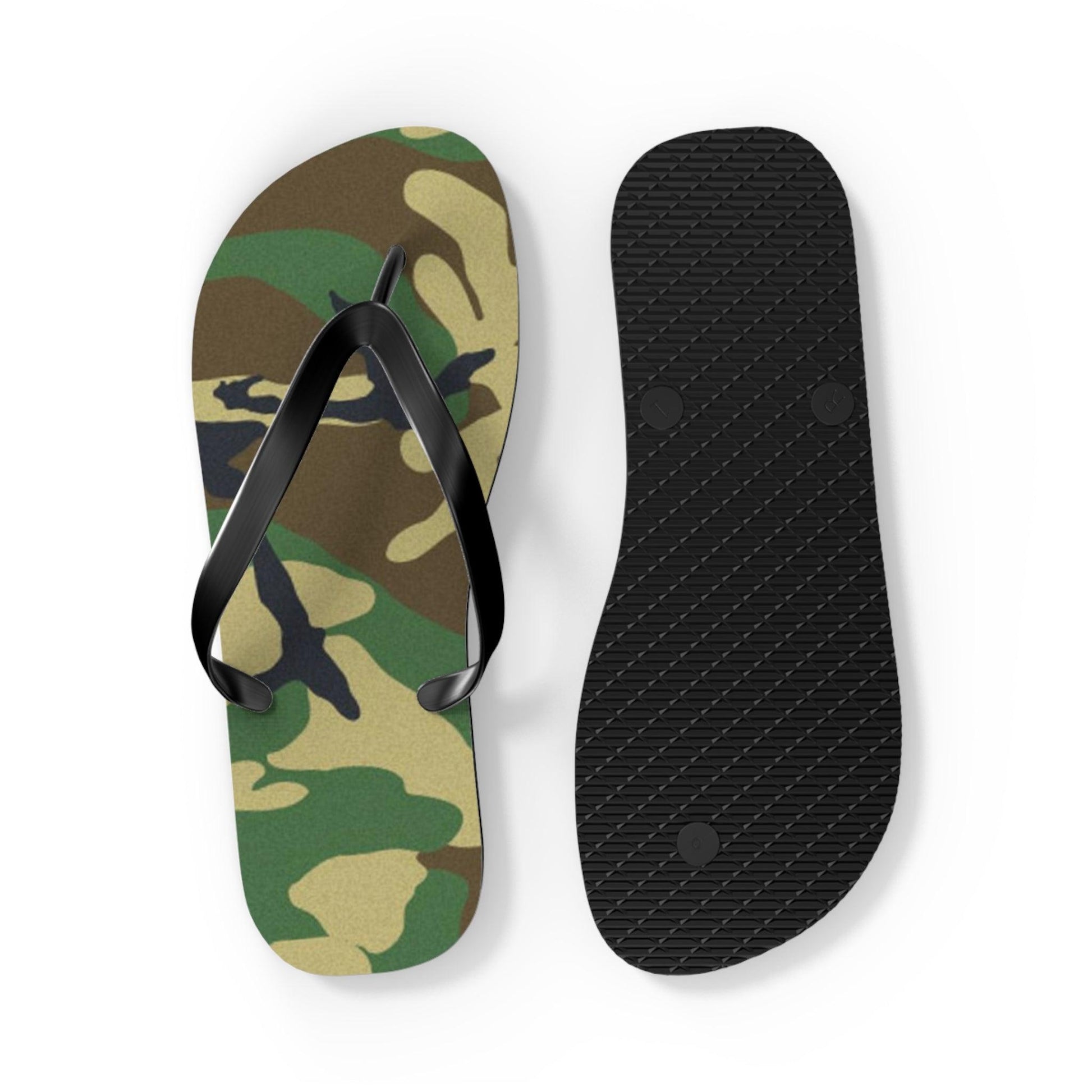 Men's Green Camouflage Flip Flops - Lizard Vigilante