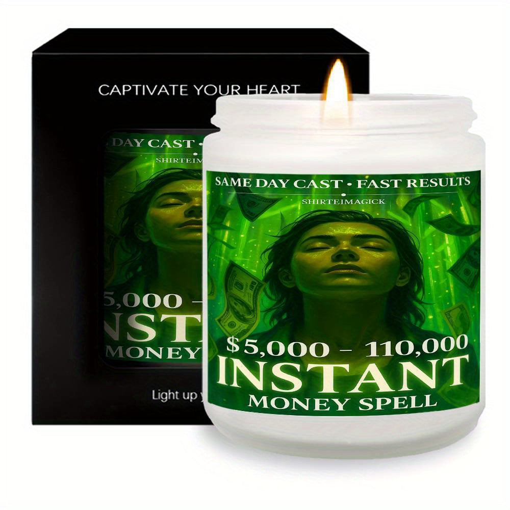 1pc 5. 3 Oz Instant Money Spell Casting Scented Candle Soybean Wax Gift Idea For Women Men Adult Bestie Coworker Husband Wife Him Her Son Daughter Dad Mum Sister Brother Family On Birthday Xmas New Year Funny Unique Essential