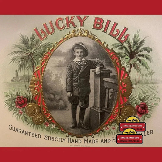 Rare Victorian Boy Embossed Cigar Label from Early 1900s