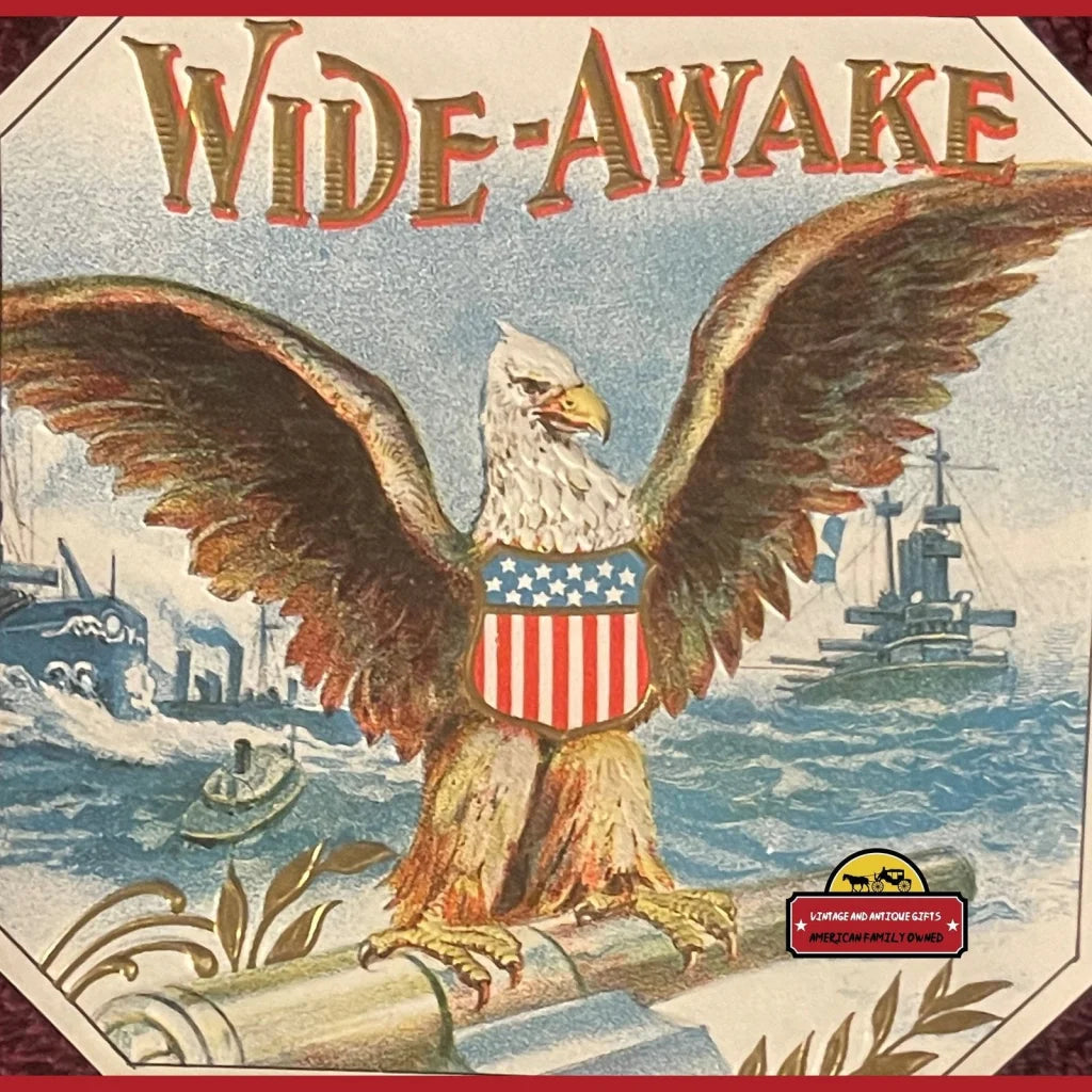 Rare 1910s Antique Patriotic Cigar Label Celebrates US Navy Fleet