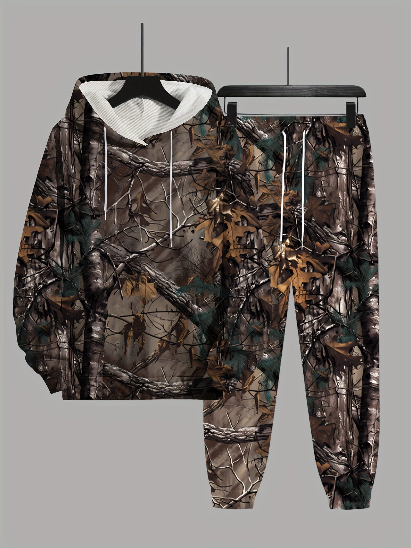 Plus Size Men's 3D Graphic Print Hooded Sweatshirt & Sweatpants Set – Color Block Pattern, Soft & Breathable Non-Stretch Polyester, Perfect for Spring, Fall, & Winter - Premium Hoodie from Lizard Vigilante - Just $53.88! Shop now at Lizard Vigilante