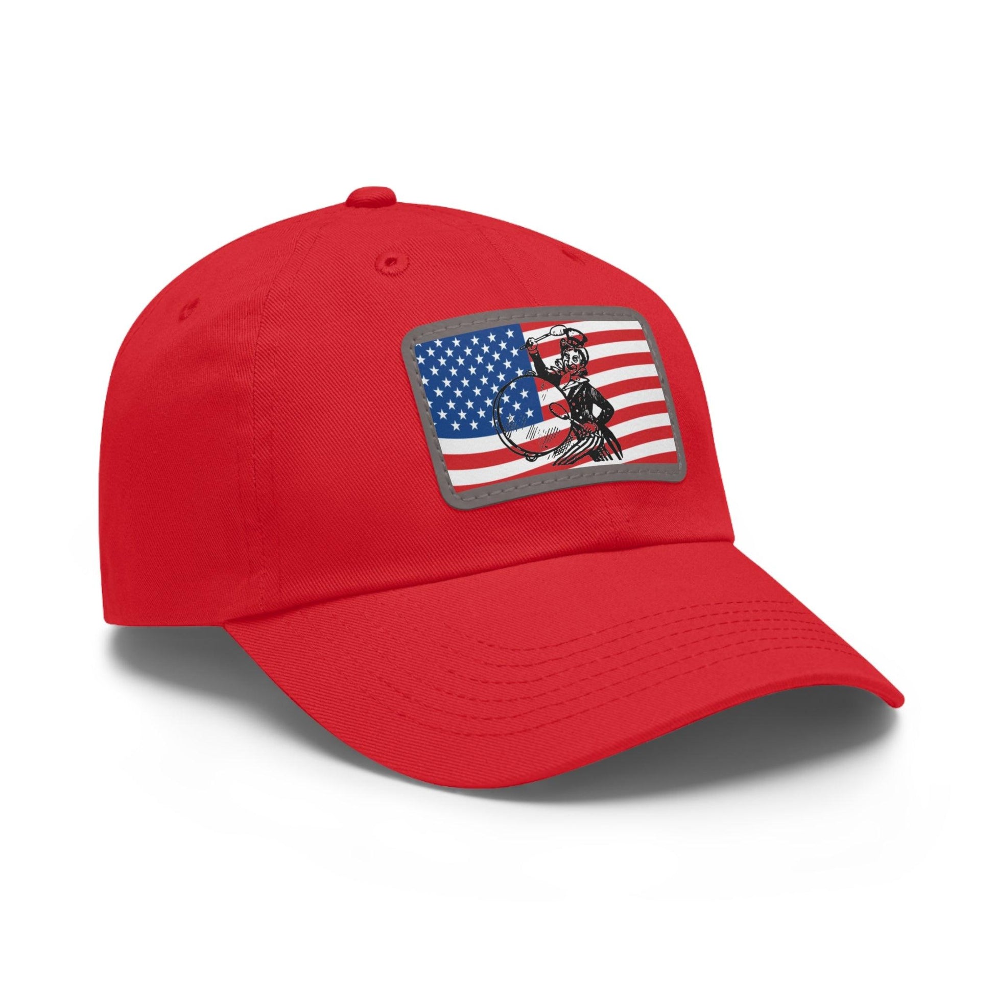 American Flag With Uncle Sam Drummer Dad Hat with Leather Patch (Rectangle) - Lizard Vigilante