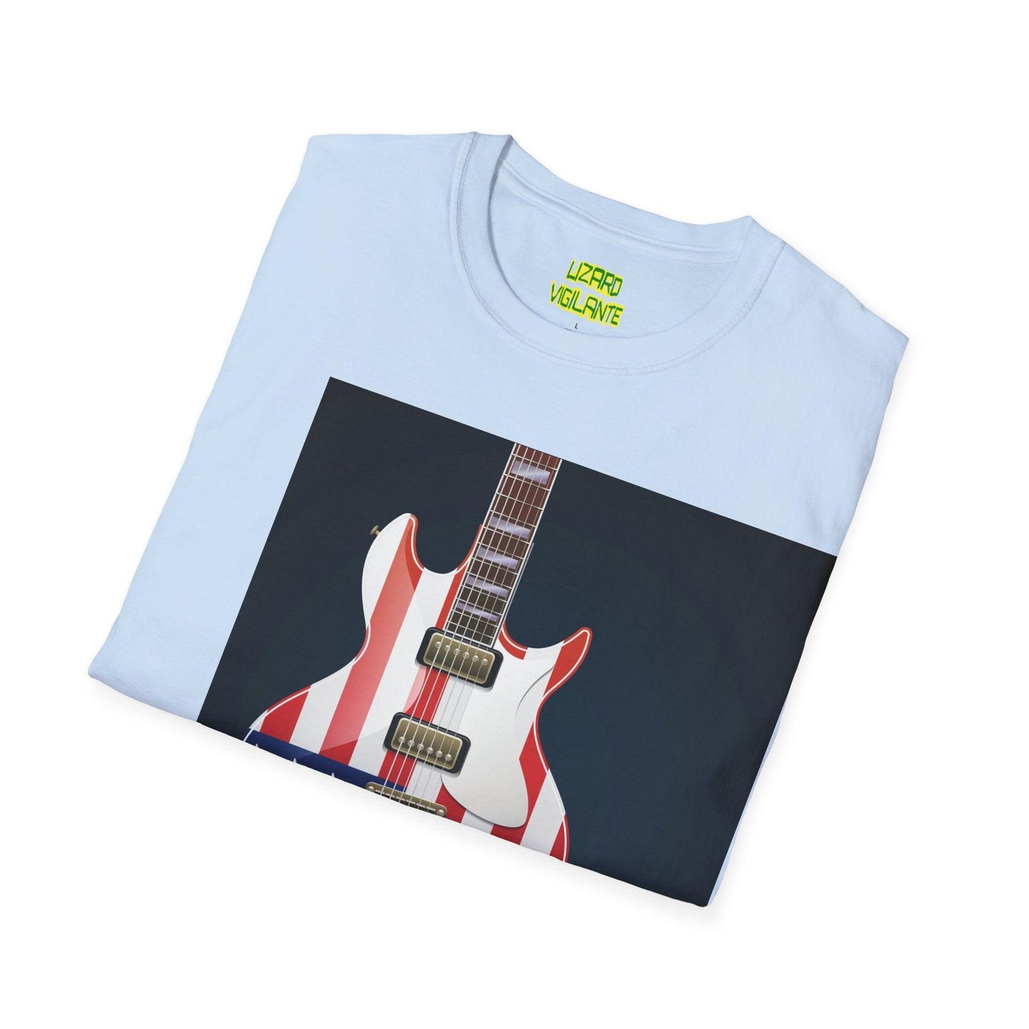 US Flag Electric Guitar Unisex Softstyle T-Shirt - Lizard Vigilante