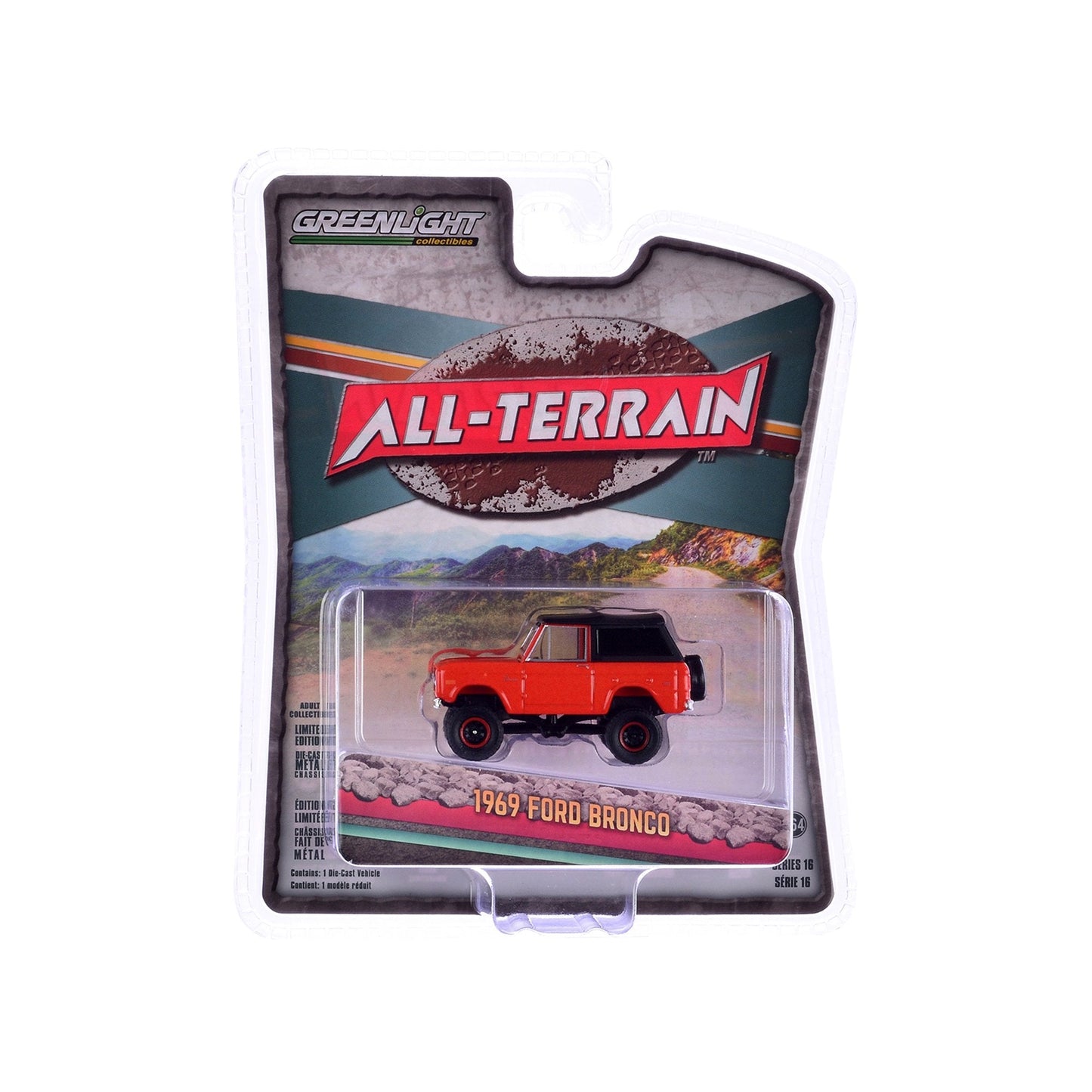 1969 Ford Bronco Lifted with Soft Top - Poppy Red All-Terrain Series 16 Greenlight Collectibles