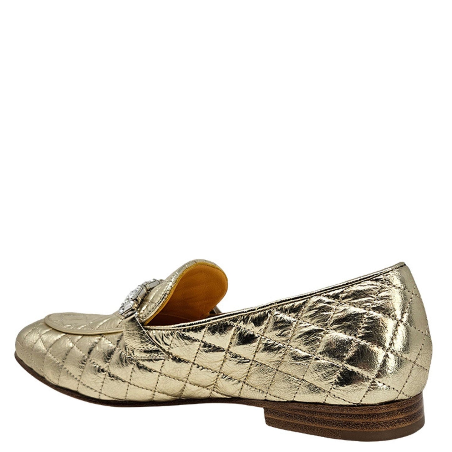 Gold Quilted Flat Loafer