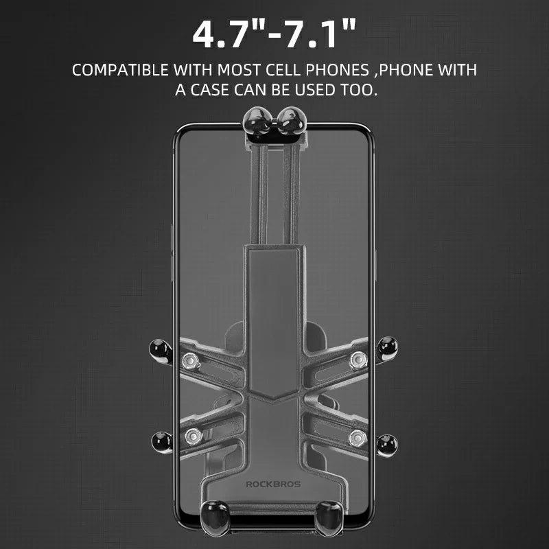 ROCKBROS Motorcycle ATV Adjustable Phone Holder with Vibration Dampener for 4.7-7.1" Phones