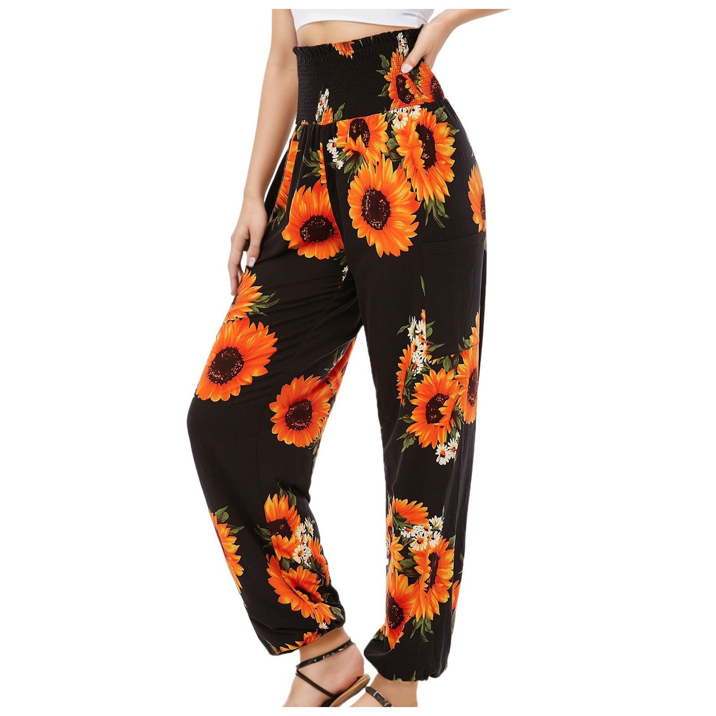 Women's Striped Digital Floral Print Casual Jumpsuit