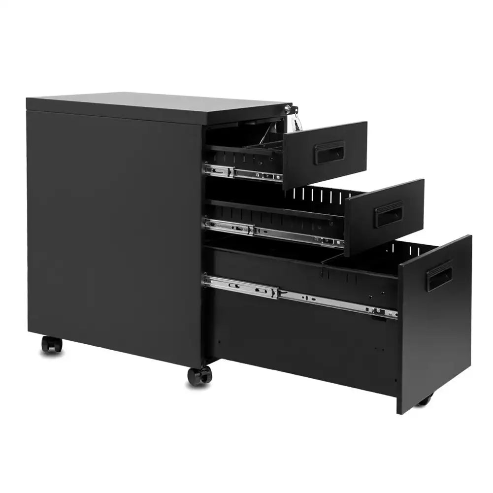 3-Drawer Mobile File Cabinet with Keys, 15.4