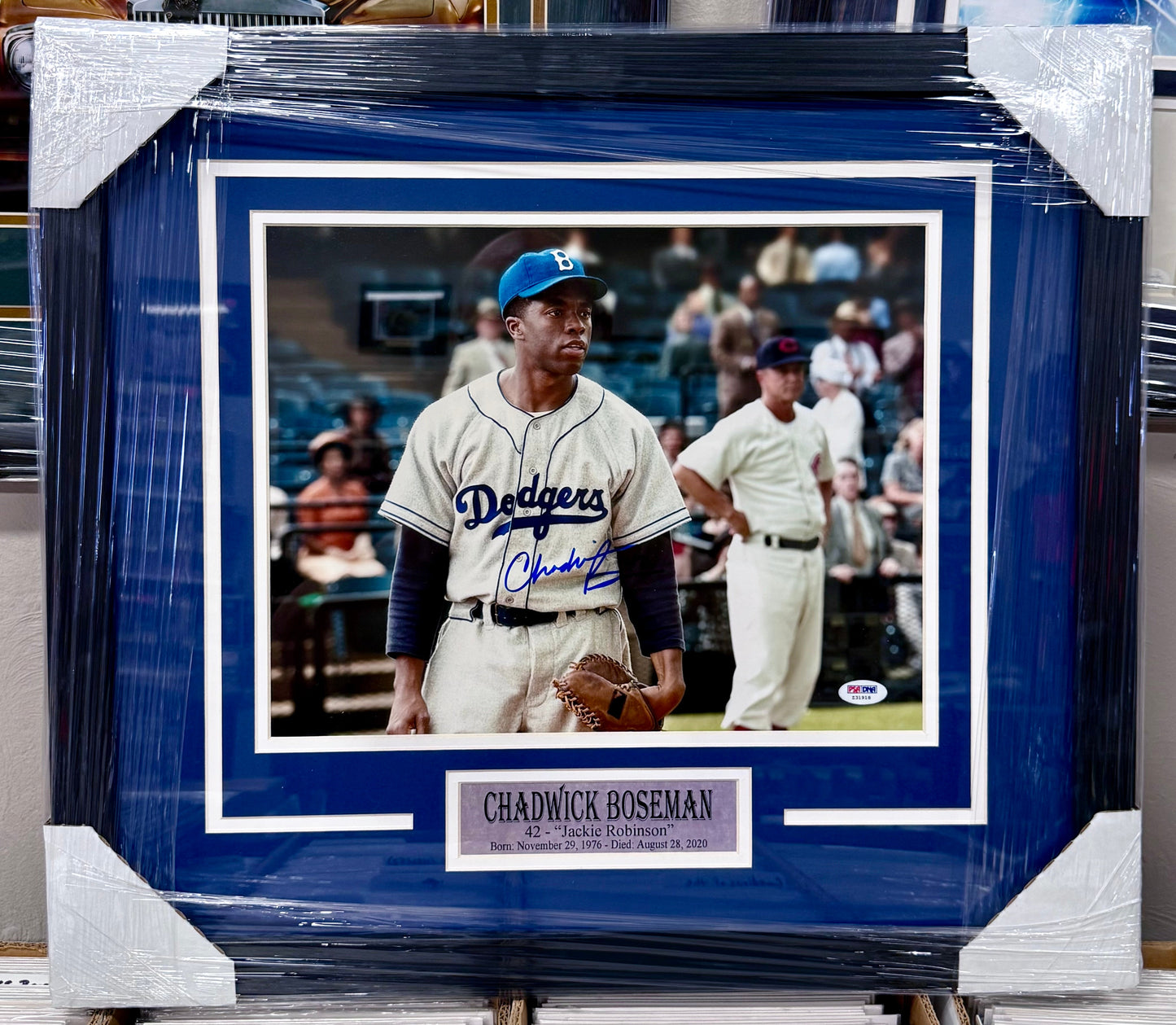 Authentic Chadwick Boseman Signed & Custom Framed 42 Jackie Robinson 11x14 Photo With PSA/DNA COA
