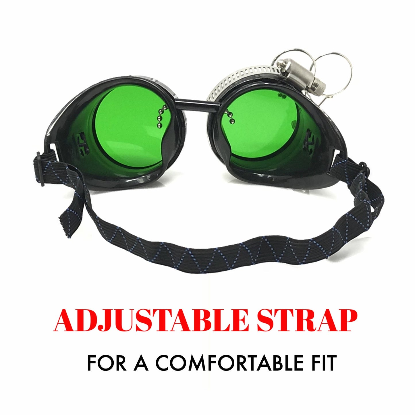 Diesel goth punk Biker Goggles with magnifying eye loupes green lenses