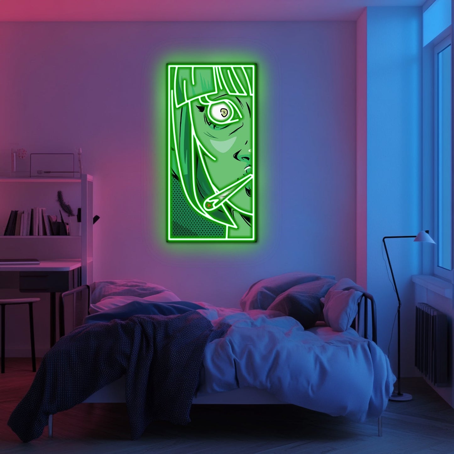 UV Printed Green Woman Neon Wall Art- LV0058