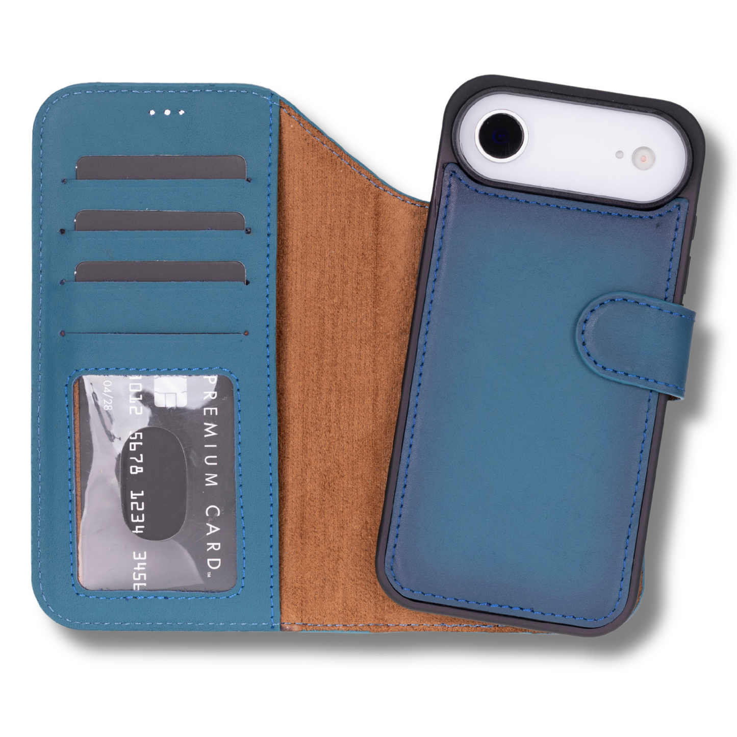 Premium Leather iPhone Air Wallet Case – Blue - Austin