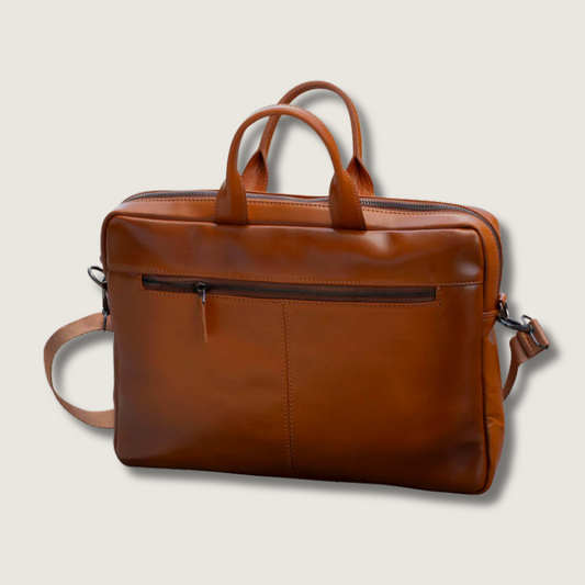 Classic Leather Laptop Bag - Camel Brown - Hollywood
