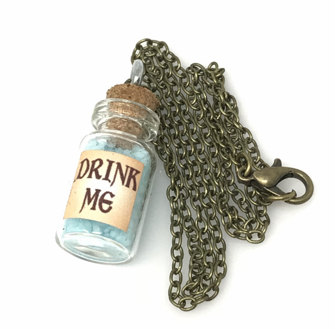 Alice in Wonderland necklace blue glow