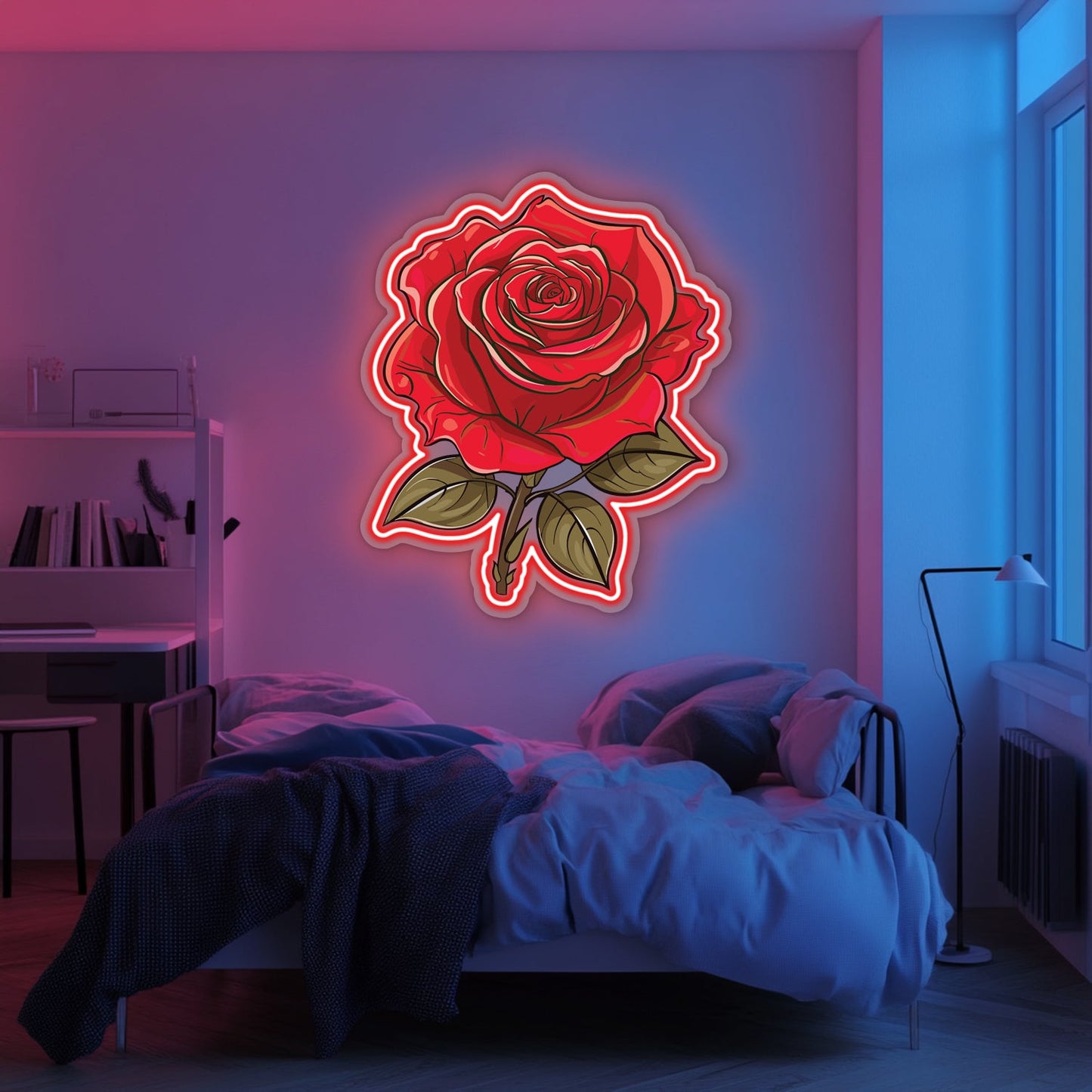 UV Printed Rose Neon Wall Art- LV0073