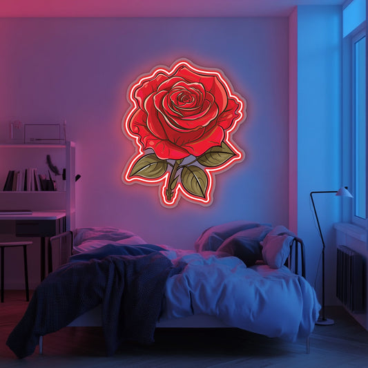 UV Printed Rose Neon Wall Art- LV0073