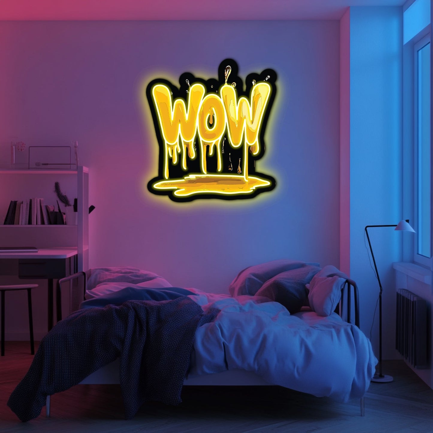UV Printed WOW Neon Wall Art- LV0057