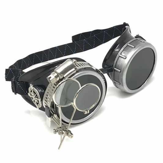 Diesel goth punk Vespa Goggles with magnifying eye loupes black lenses