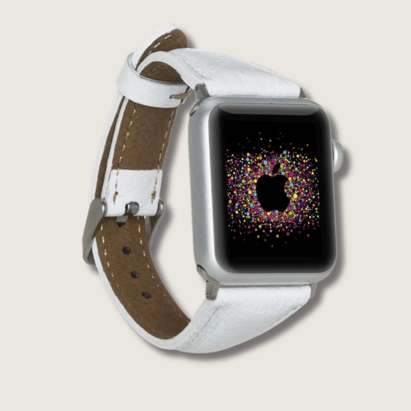 Classic White Leather Apple Watch Band - Dallas