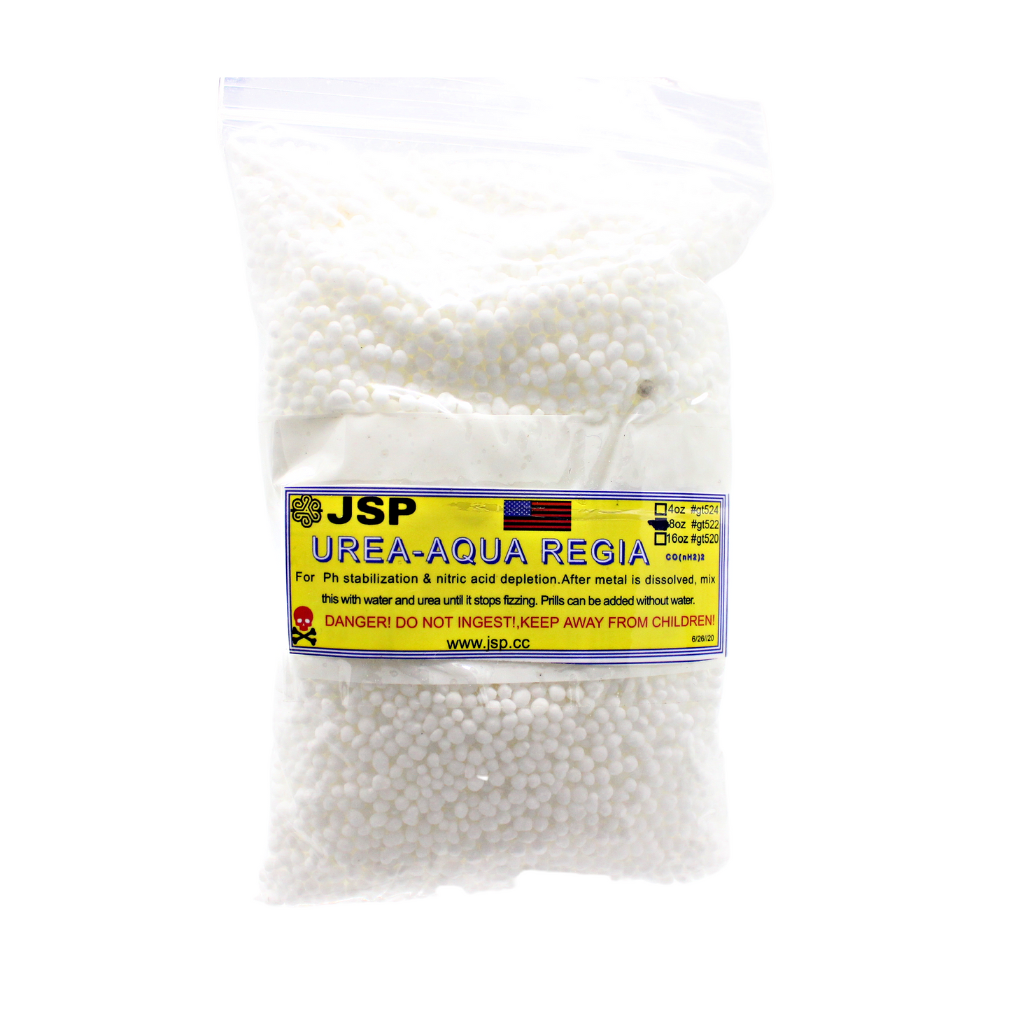 JSP 8 OZ Aqua Regia Prilled Urea Test Acid Metals Recovery & Refining