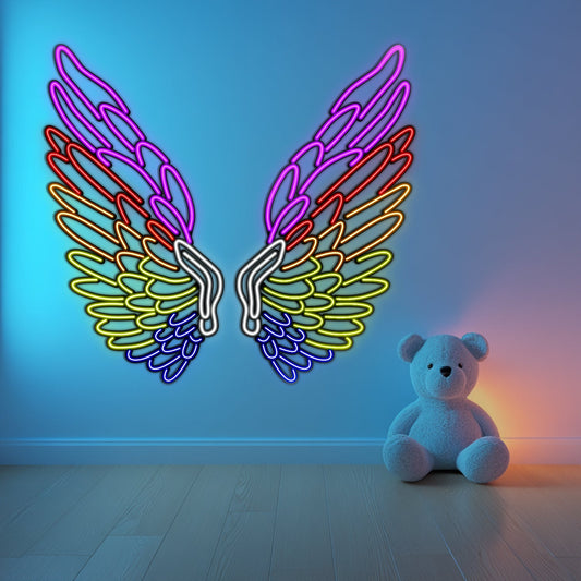 Rainbow Wing Metal Neon Wall Art- LN0013