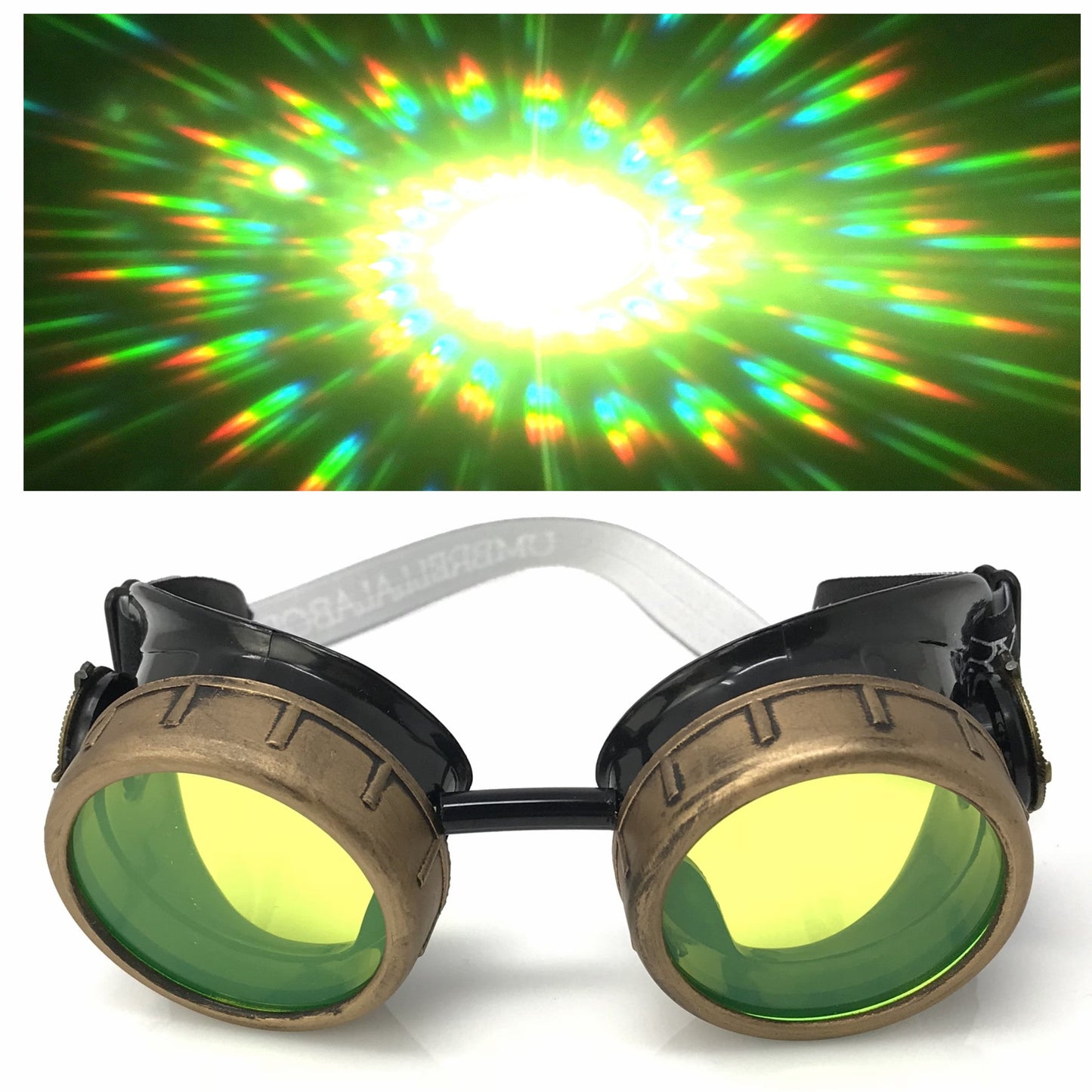 Steampunk Aviator Goggles music festival diffraction lenses