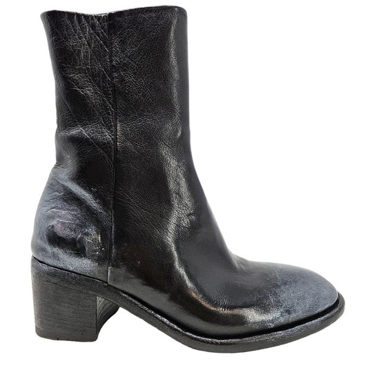 Black Hand Rubbed Ankle Boot