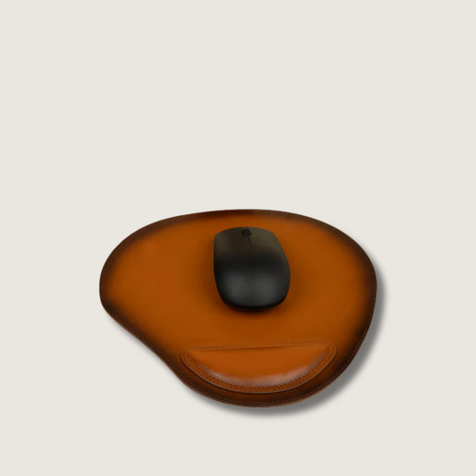 Ergonomic Leather Mouse Pad with Wrist Support - Rich Brown - Portland