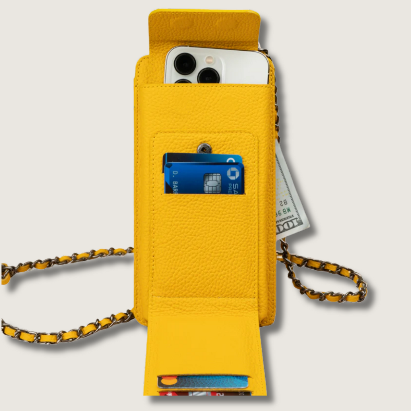Leather Yellow Crossbody Bag Phone Wallet - Columbus