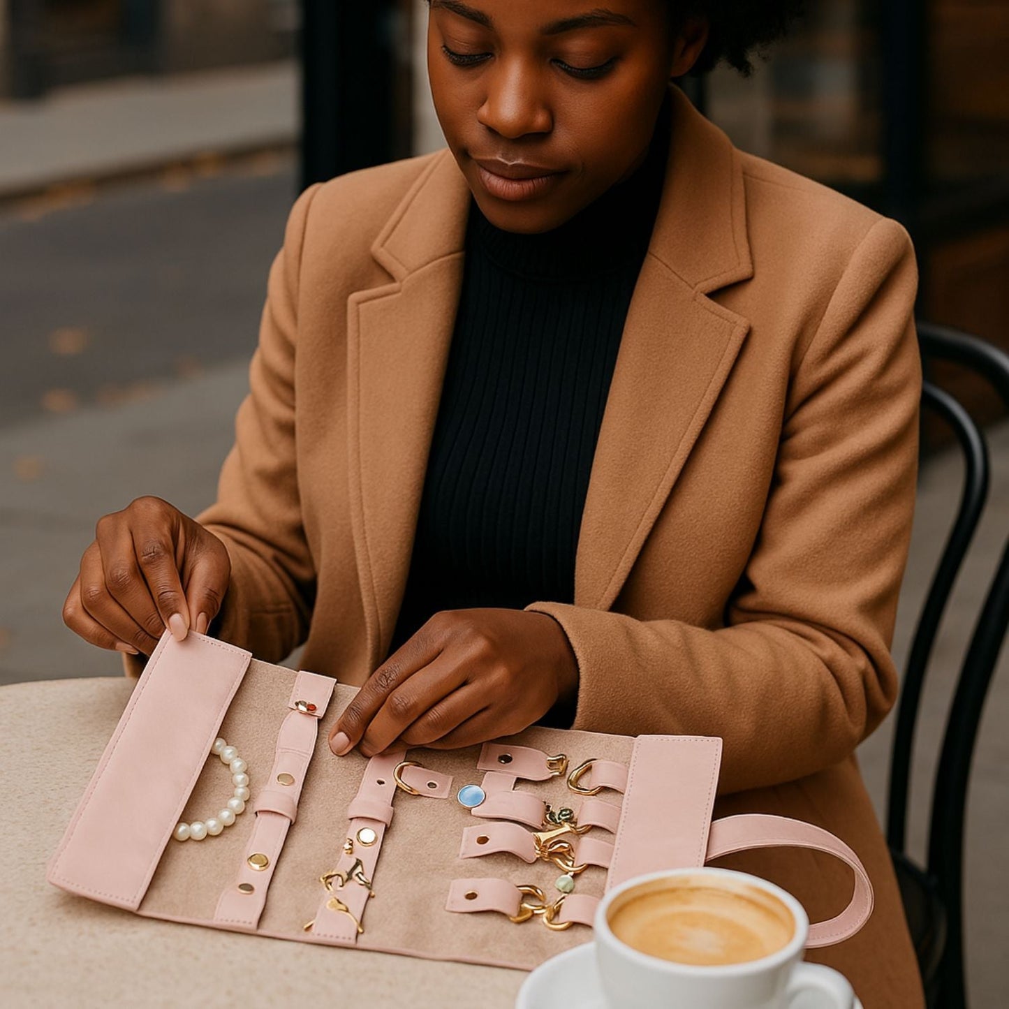 Leather Jewelry Roll - Blush Pink - Florence