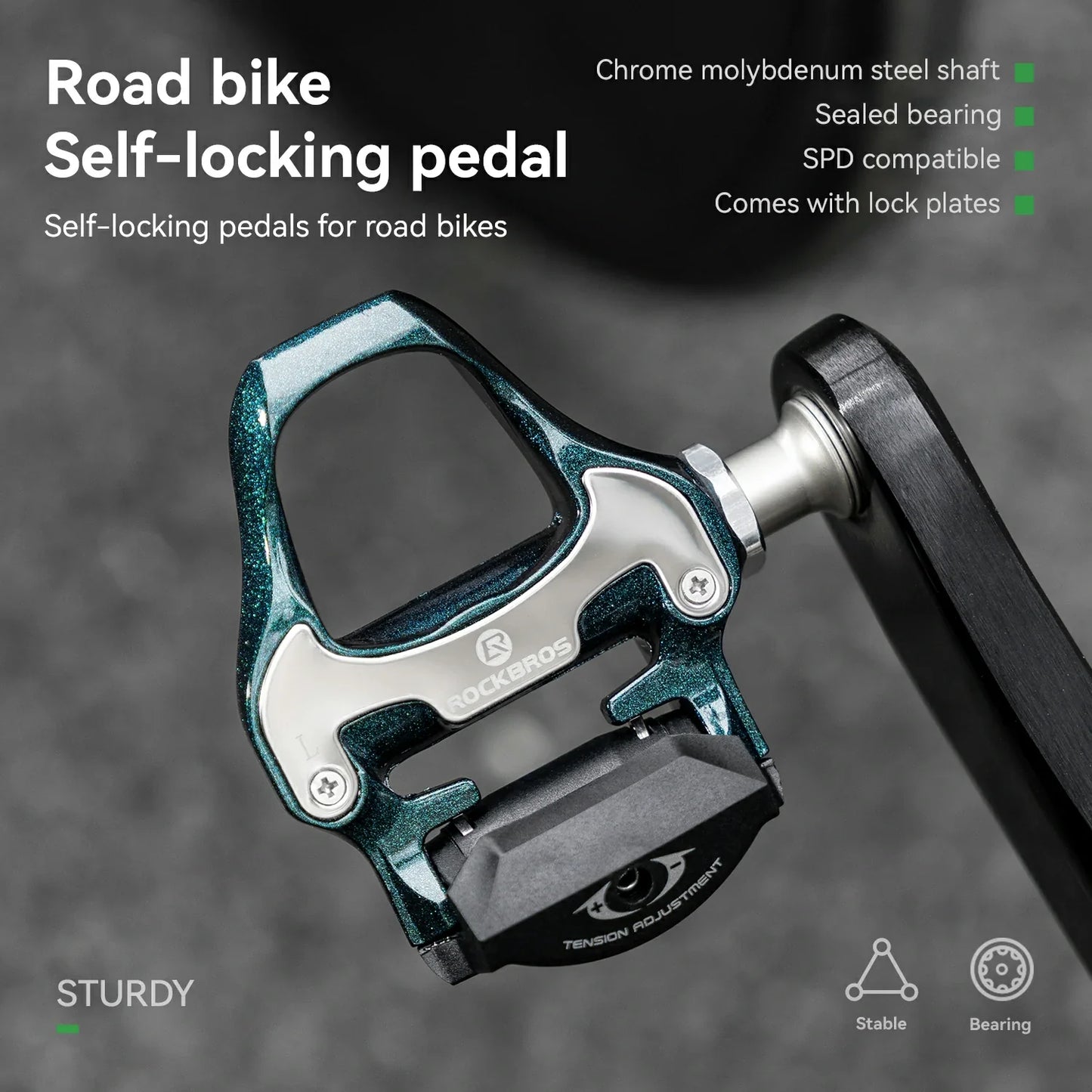 ROCKBROS Road MTB Lightweight Clipless Bicycle Pedals with Cleats Set Compatible with SPD-SL System