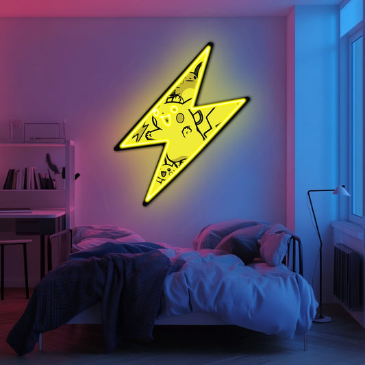 UV Printed Pikachu Neon Wall Art- LV0039
