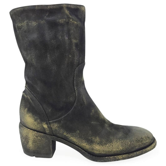 Gold Suede Metallic Mid Calf Boot