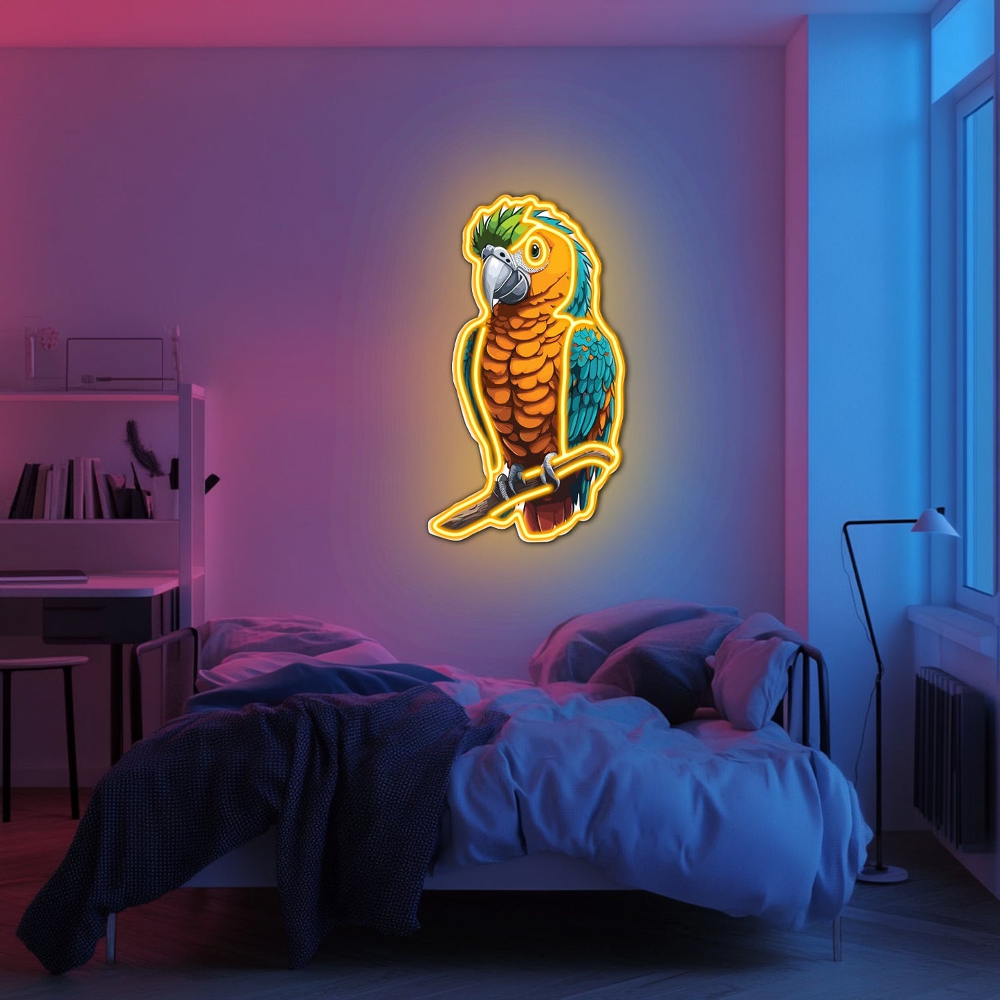 UV Printed Parrot Neon Wall Art- LV0038