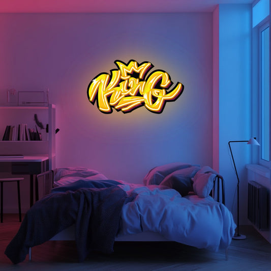 UV Printed King Neon Wall Art- LV0021