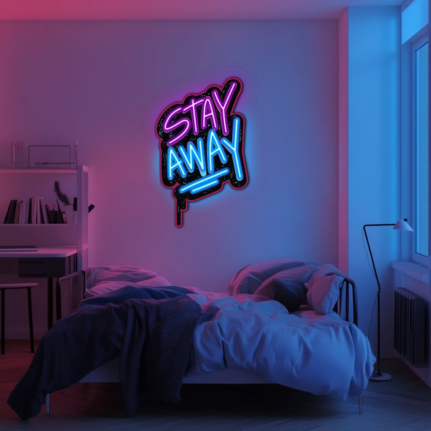 UV Printed Stay Away Neon Wall Art- LV0049