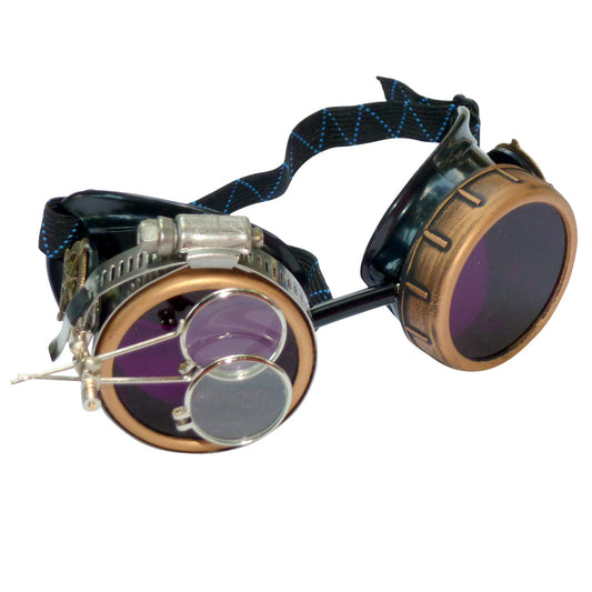 Steampunk Goggles with magnifying loupes purple lenses
