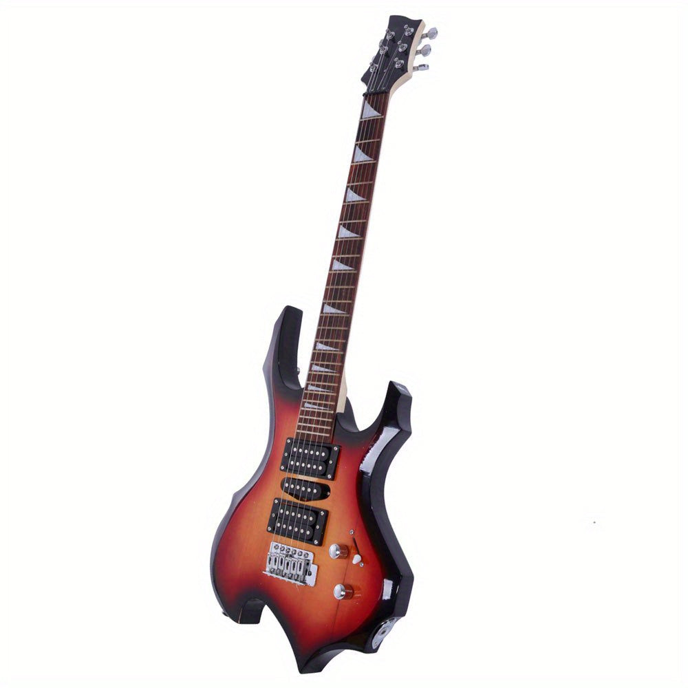 LEADZM Novice Flame Shaped Electric Guitar – HSH Pickup, Sunset Color, Tremolo Bridge, Complete Kit with Bag, Strap, Cable, and Tools - Premium Electric guitar from Lizard Vigilante - Just $216.88! Shop now at Lizard Vigilante