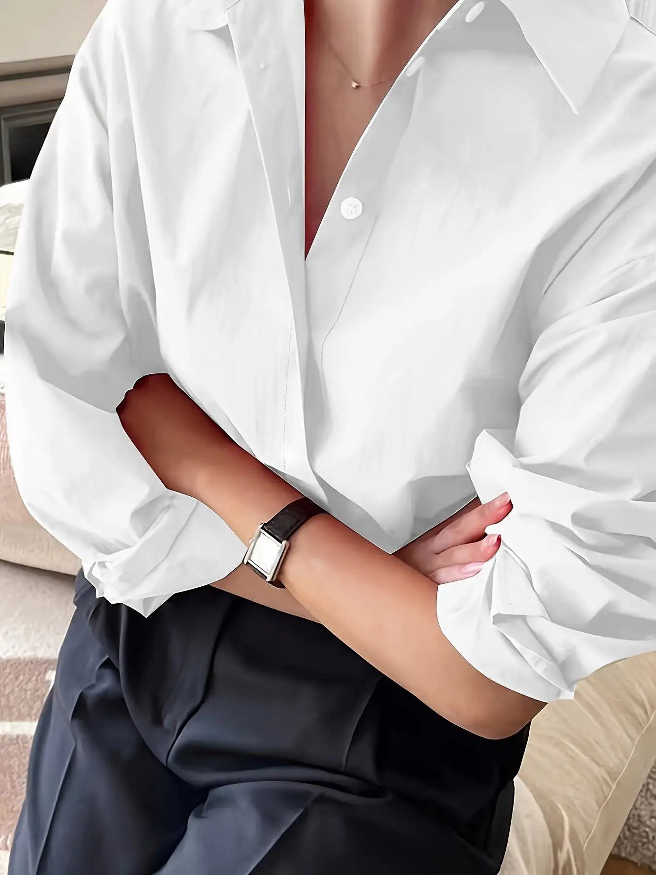 Simple Casual Long Sleeve Solid Color Shirt With Pocket