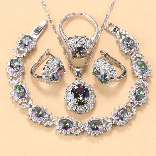 Earrings Necklace And Ring For Women 4 PCs Set