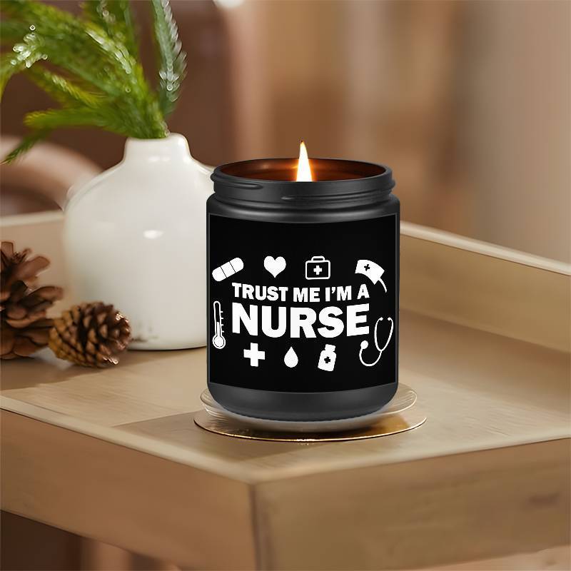 1pc Lavender Scented Candle 5.3oz - "Trust Me, I'm a Nurse" Design with Medical Symbols | Heartfelt Gift for Nurses, Nurse Appreciation, Graduation, Birthdays, Christmas | Soy Wax, Glass Container