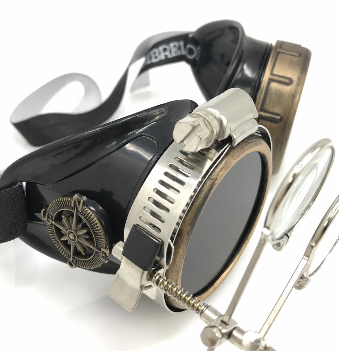 Steampunk Goggles with magnifying loupes purple lenses