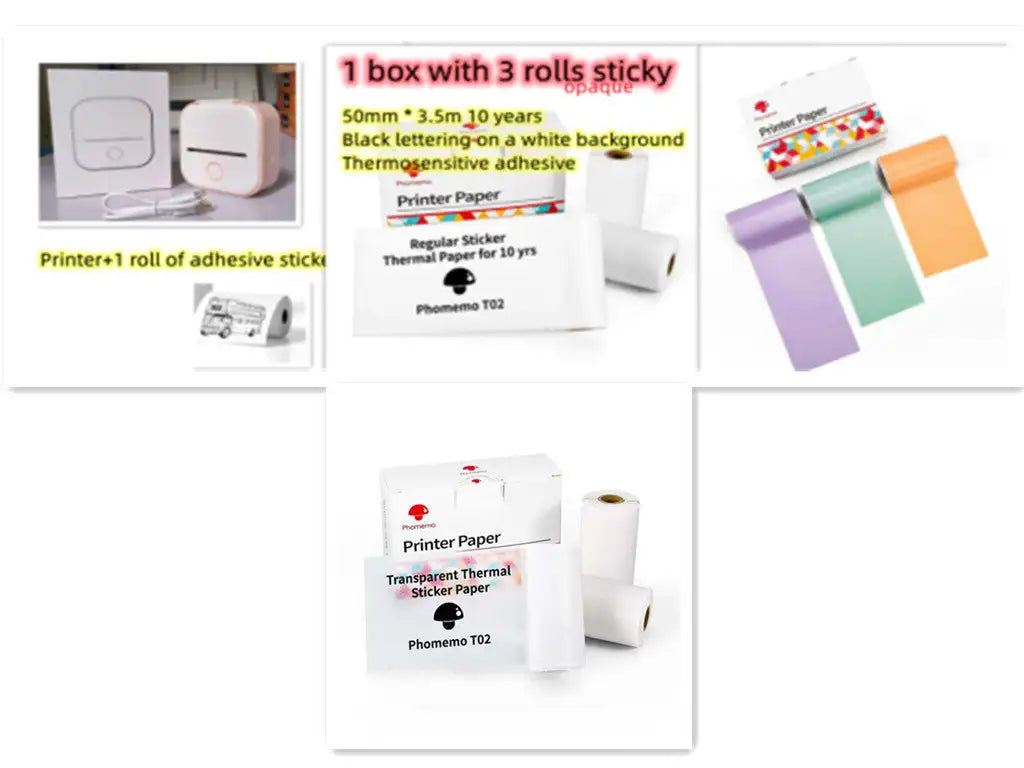 Portable Mini Printer for Students and Hobbyists, Bluetooth Thermal Label Printer