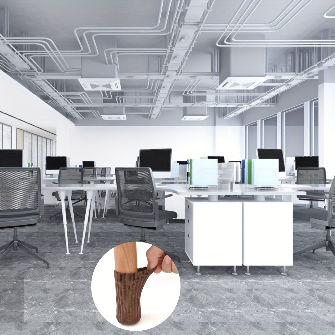 24pcs Cloth Table And Chair Leg Socks Woolen High Elastic Floor Protectors Non Slip Chair Leg Feet Socks Covers Furniture Caps Set, Fit Diameter From, Knitted Furniture Pads